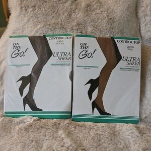 Nrw Ultra Sheer Control Top Pantyhose - Off Black and Coffee-S Queen